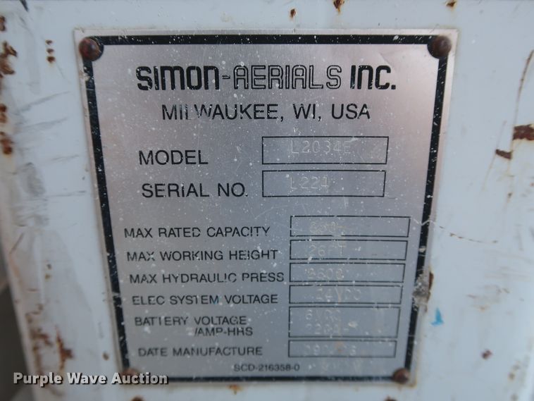 image for item GD9791 2006 Simon L-2034E scissor lift
