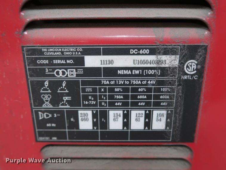 image for item GD9799 Lincoln DC-600 welder