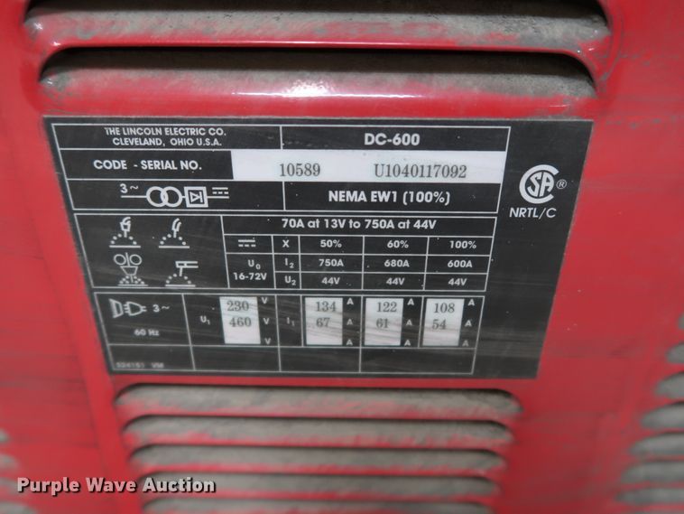 image for item GD9804 Lincoln DC-600 welder