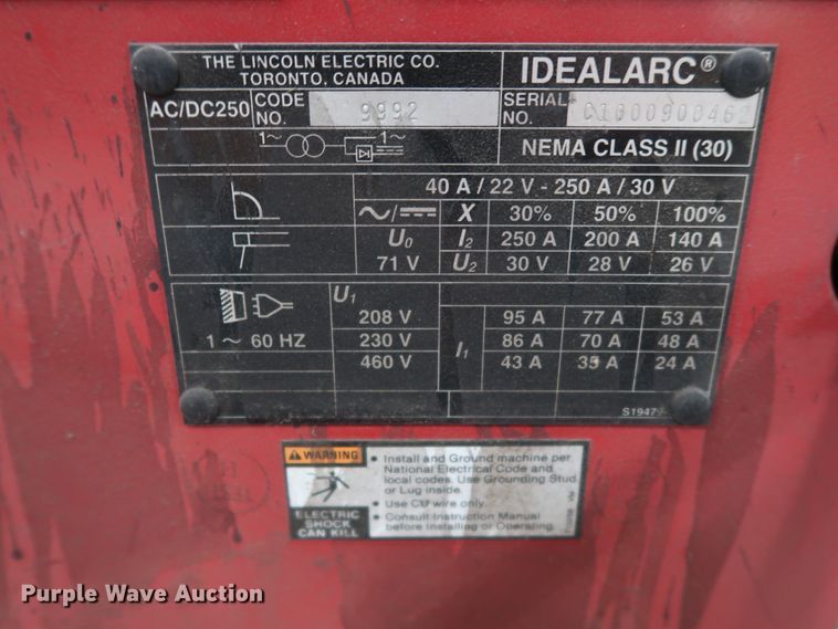 image for item GD9805 Lincoln Idealarc 250 welder