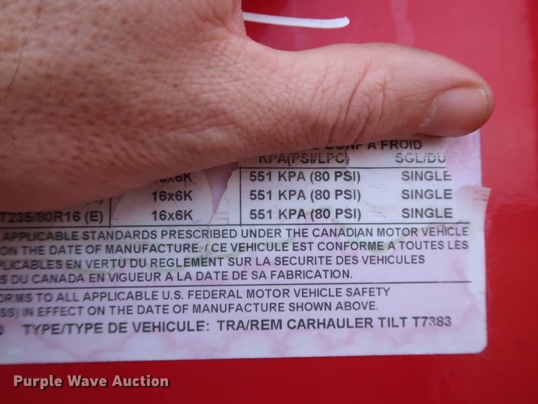 image for item GD9938 2015 PJ CarHauler Tilt T7383 tilt deck equipment trailer