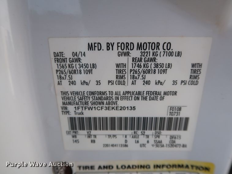 image for item GD9951 2014 Ford F150 FX2 SuperCrew pickup truck