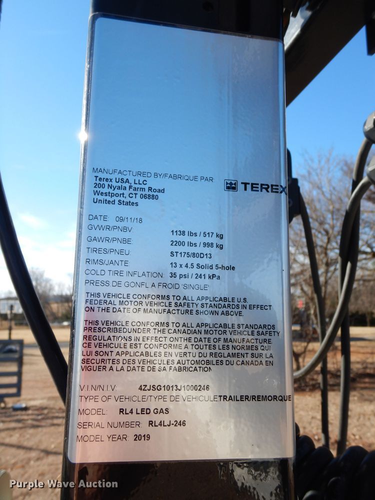 image for item GF9868 2019 Terex RL4LED light plant