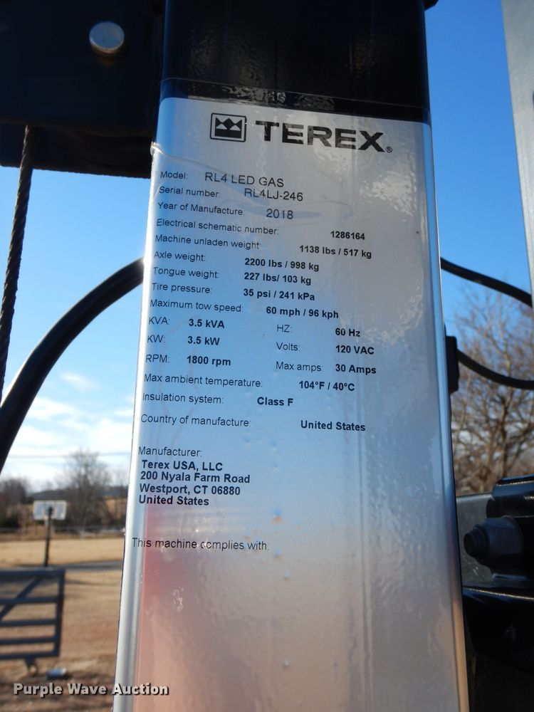 image for item GF9868 2019 Terex RL4LED light plant