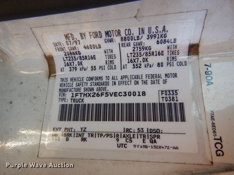 image for item GJ9085 1997 Ford F250 SuperCab pickup truck