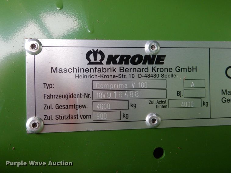 image for item DH6902 2015 Krone Comprima V180 round baler
