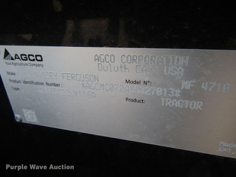 image for item DH8256 2016 Massey-Ferguson 4710 MFWD tractor