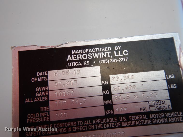 image for item DH8265 2012 Aeroswint silage trailer