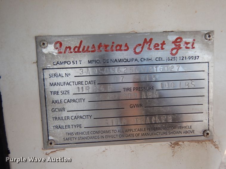 image for item DH8269 2015 Mas silage trailer