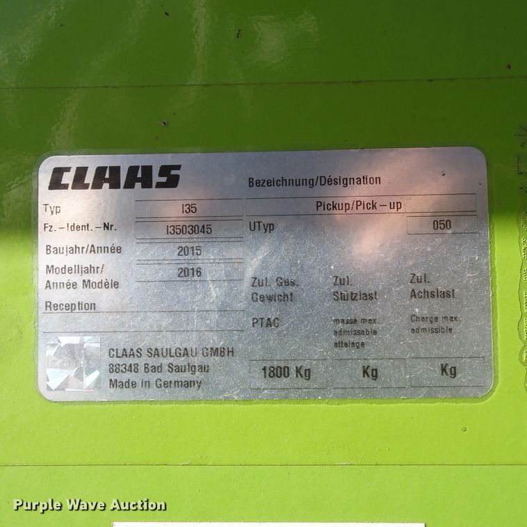 image for item DI0770 2016 Claas 380 pickup head