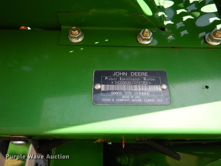 image for item EK9118 2012 John Deere S660 RWA combine