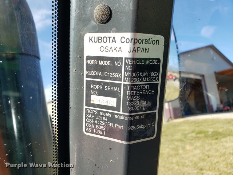 image for item EZ9019 2015 Kubota M135GX MFWD tractor