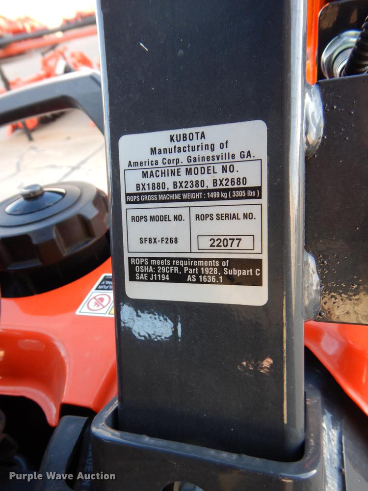 image for item GF9924 2018 Kubota BX2380 tractor