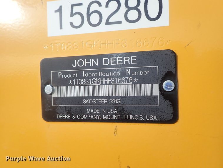 image for item DC3423 2017 John Deere 331G skid steer