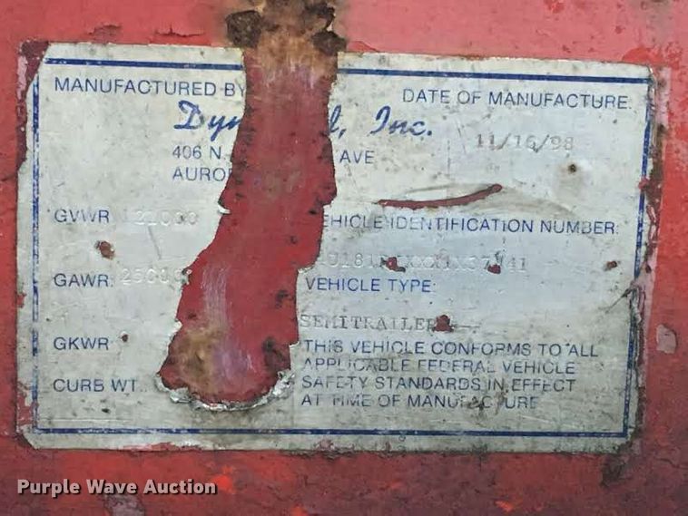 image for item DF2593 1999 Dynaweld FB lowboy equipment trailer