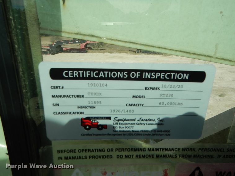 image for item DF2595 1999 Terex RT230 crane