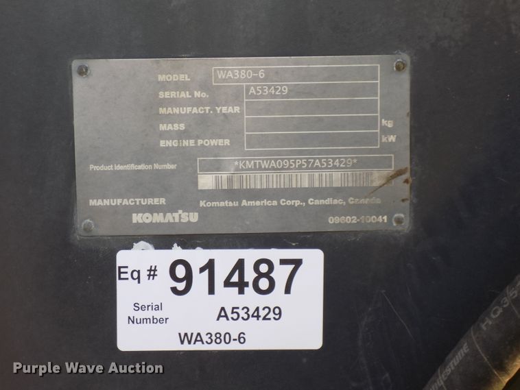 image for item DG2483 2008 Komatsu WA380-6 wheel loader