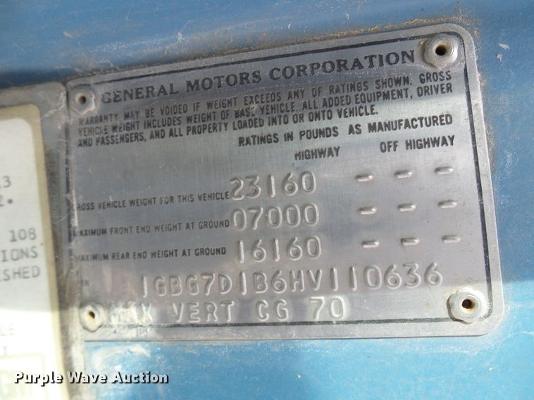 image for item DG5560 1987 Chevrolet C70 flat dump bed truck