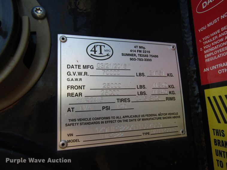 image for item DG6733 2016 4T HR322 barrel bed dump trailer