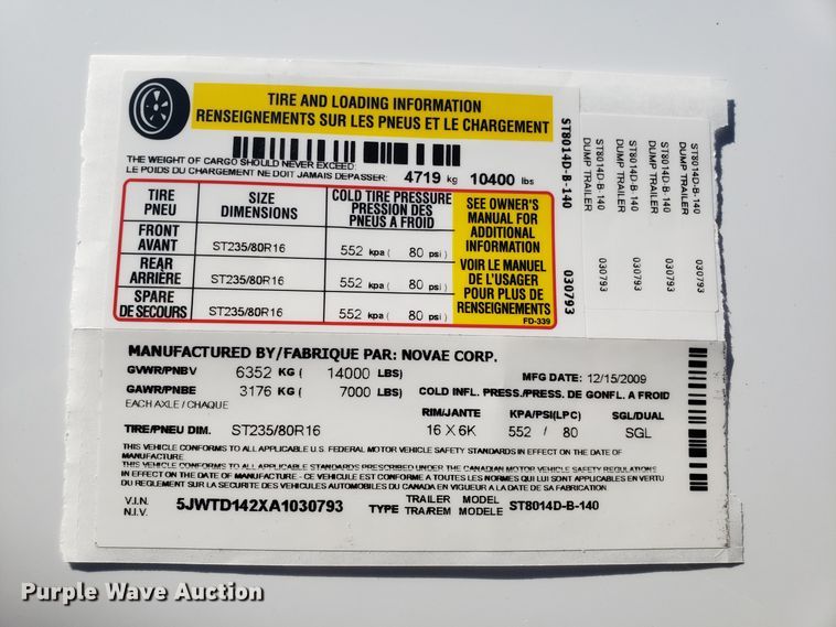 image for item DG7647 Novae Sure-Trac dump trailer