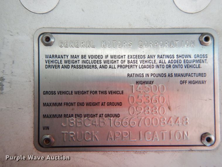 image for item DH5037 2006 Chevrolet W4500 flat dump bed truck