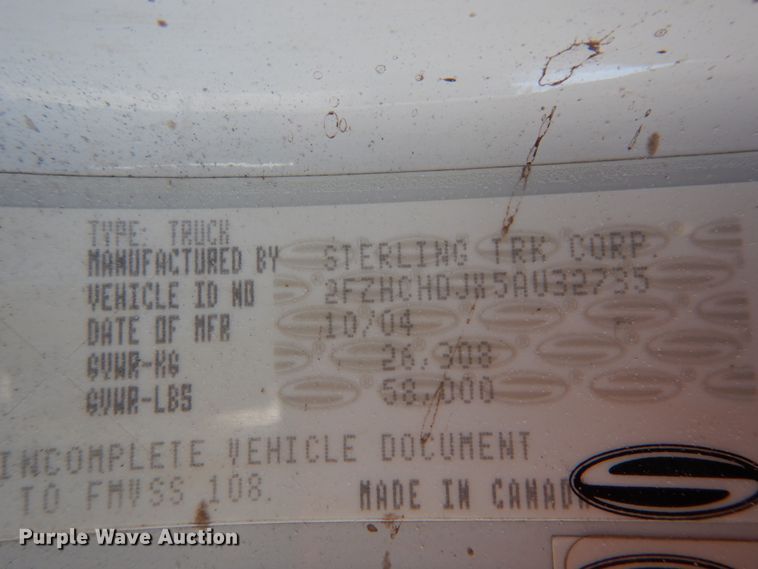 image for item DH5040 2005 Sterling Acterra dump truck