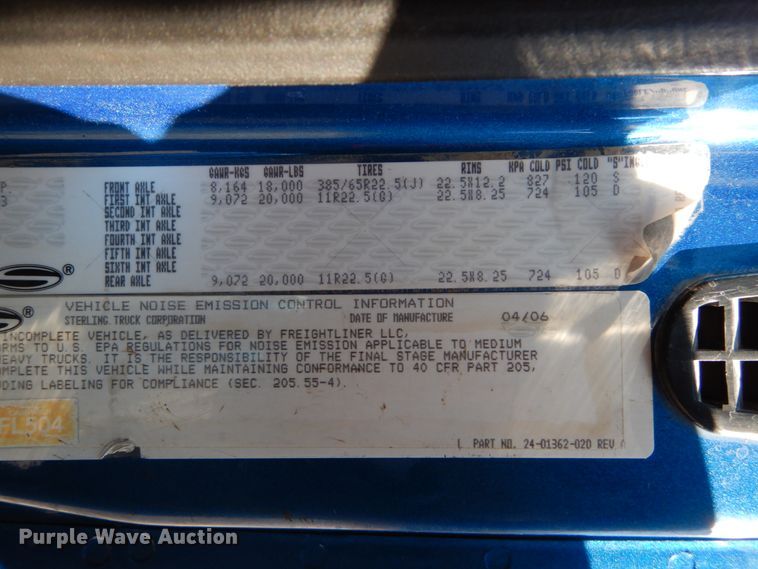 image for item DH5042 2007 Sterling Acterra dump truck