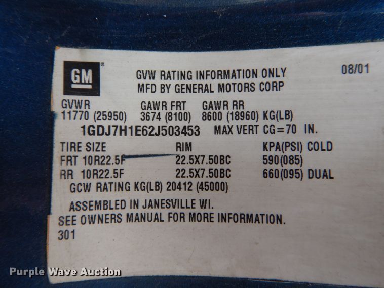 image for item DH5043 2002 GMC C6500 flat dump bed truck