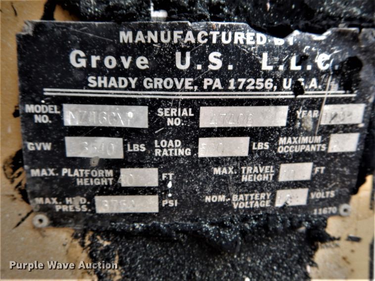 image for item DH5064 1998 Grove MZ46CXT boom lift