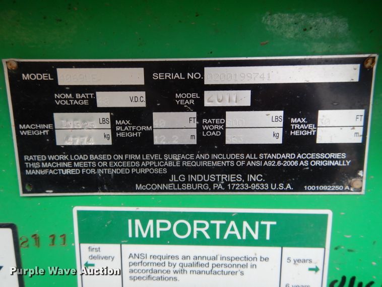 image for item DH6901 JLG 4069LE scissor lift