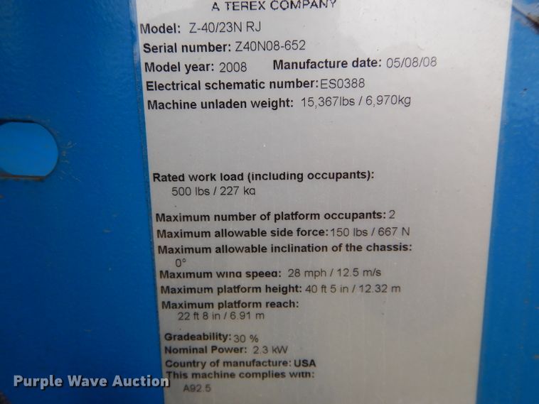 image for item DH6904 2008 Genie Z40/23NRJ boom lift