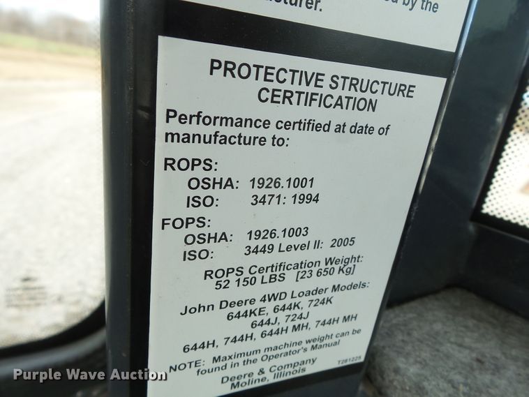 image for item DH7813 2014 John Deere 644K wheel loader