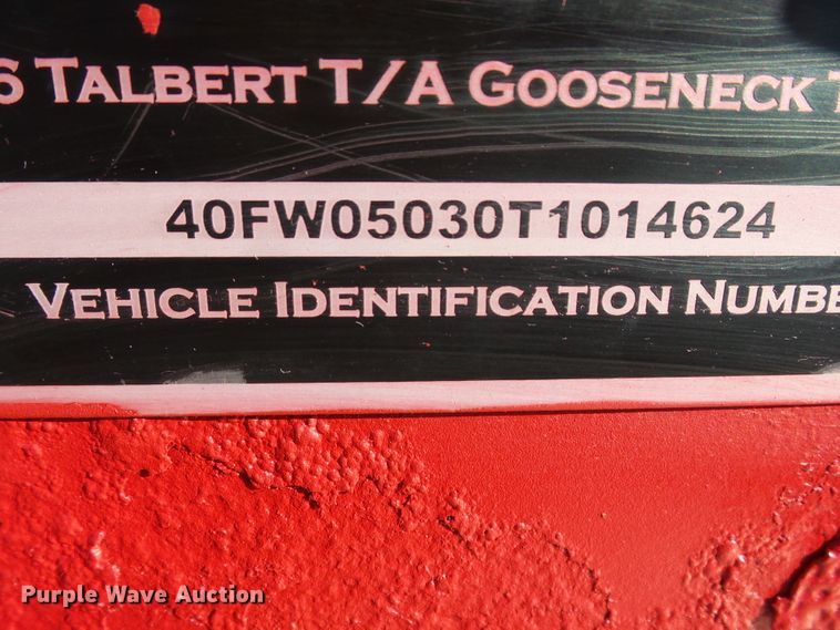 image for item DH7824 1996 Talbert TA lowboy equipment trailer