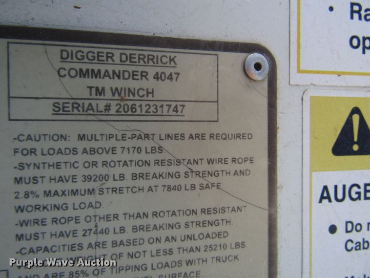 image for item DH8293 2007 International 4400 digger derrick truck