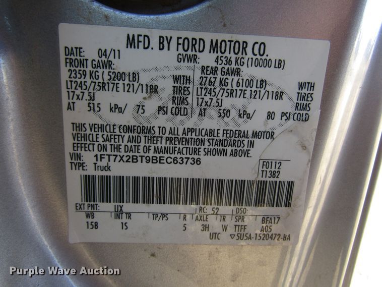 image for item DH8317 2011 Ford F250 Super Duty SuperCab pickup truck