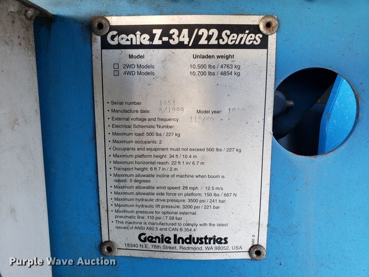 image for item GA9300 Genie Z-34/22 boom lift