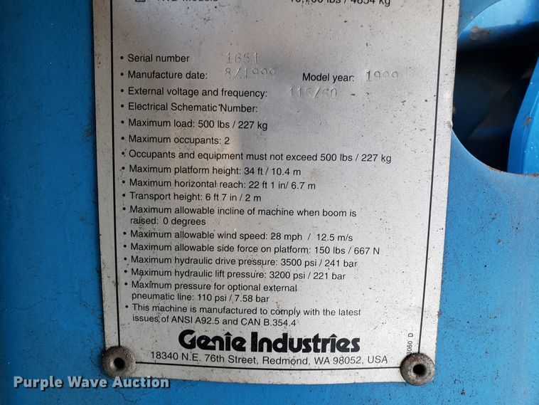 image for item GA9300 Genie Z-34/22 boom lift