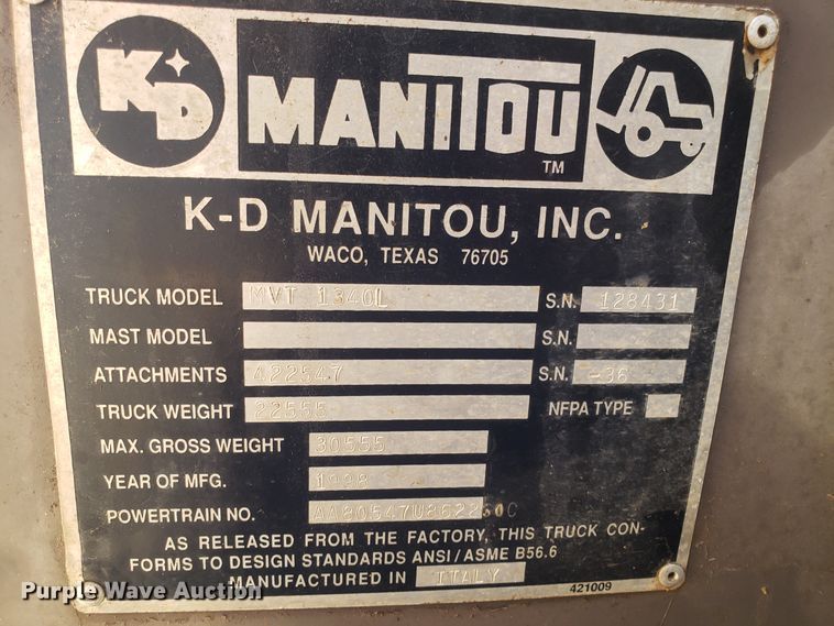 image for item GA9305 1998 Manitou MVT 1340L telehandler