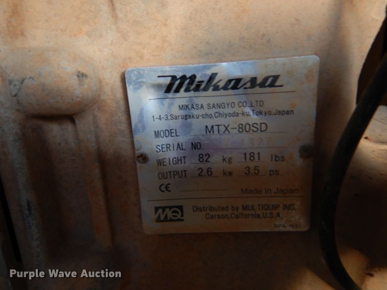 image for item GF9872 Approximately 4 mikasa MTX-80SD plate compactors