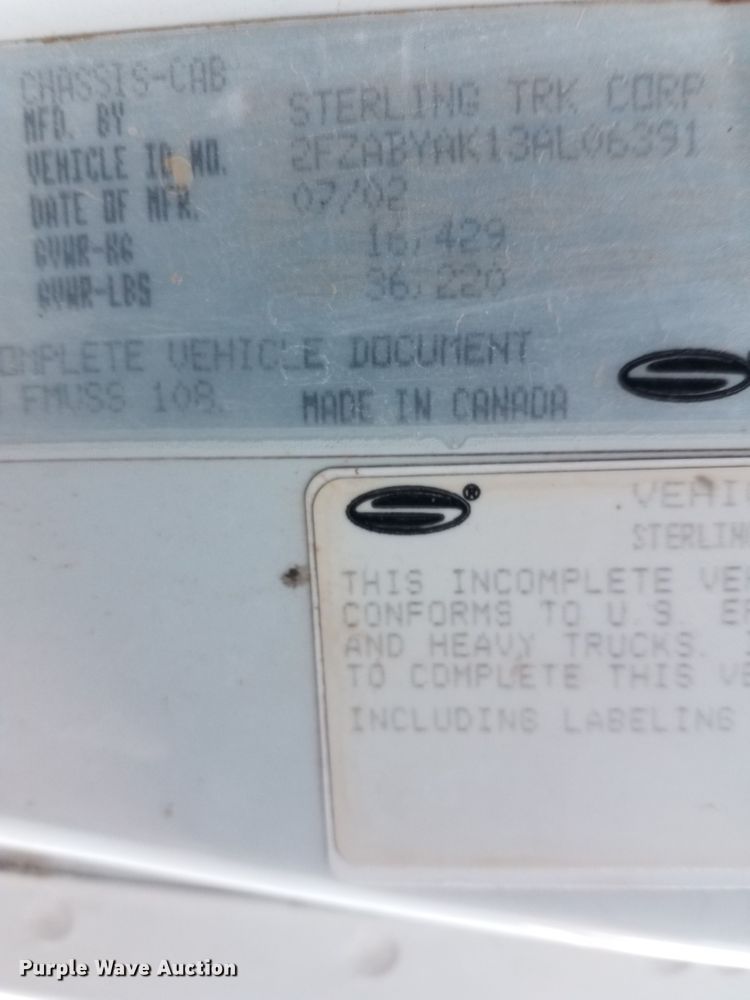 image for item GJ9170 2003 Sterling Acterra M7500 sewer jetter truck