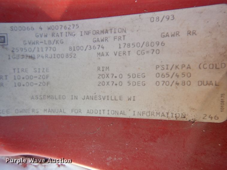 image for item GJ9212 1994 Chevrolet Kodiak C5500 flatbed truck