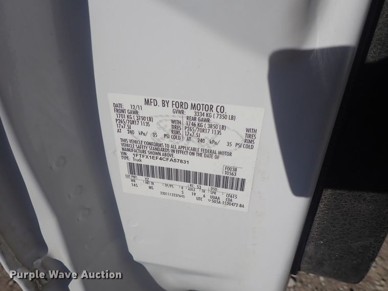 image for item DC3413 2012 Ford F150 SuperCab pickup truck