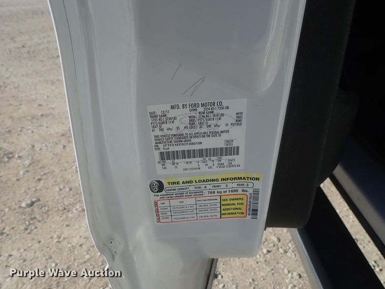 image for item DC3414 2012 Ford F150 SuperCab pickup truck