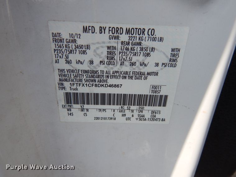 image for item DE4203 2013 Ford F150 XL SuperCab pickup truck