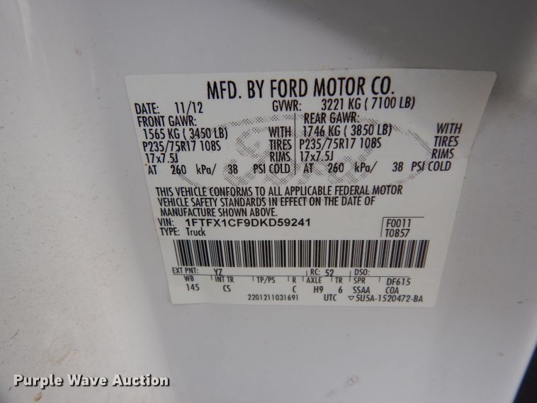 image for item DE4204 2013 Ford F150 XL SuperCab pickup truck