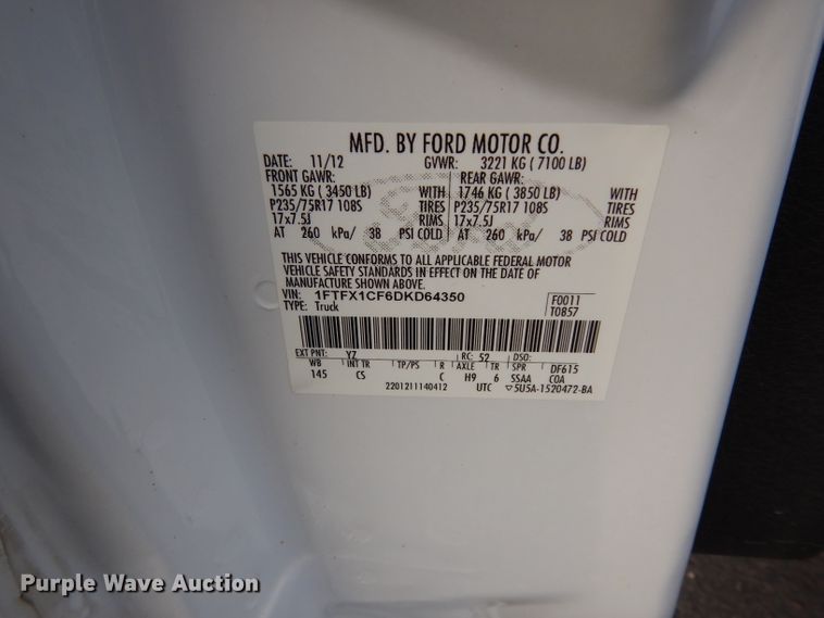 image for item DE4205 2013 Ford F150 XL SuperCab pickup truck