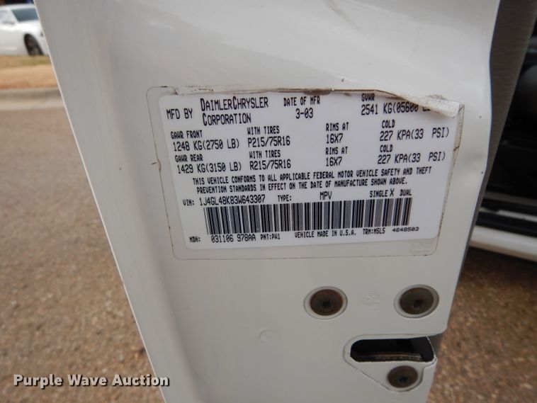 image for item DE4189 2003 Jeep Liberty Sport SUV