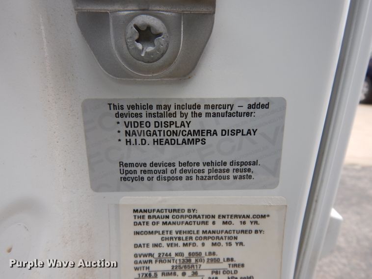 image for item DE4218 2016 Dodge Grand Caravan handicap accessible van