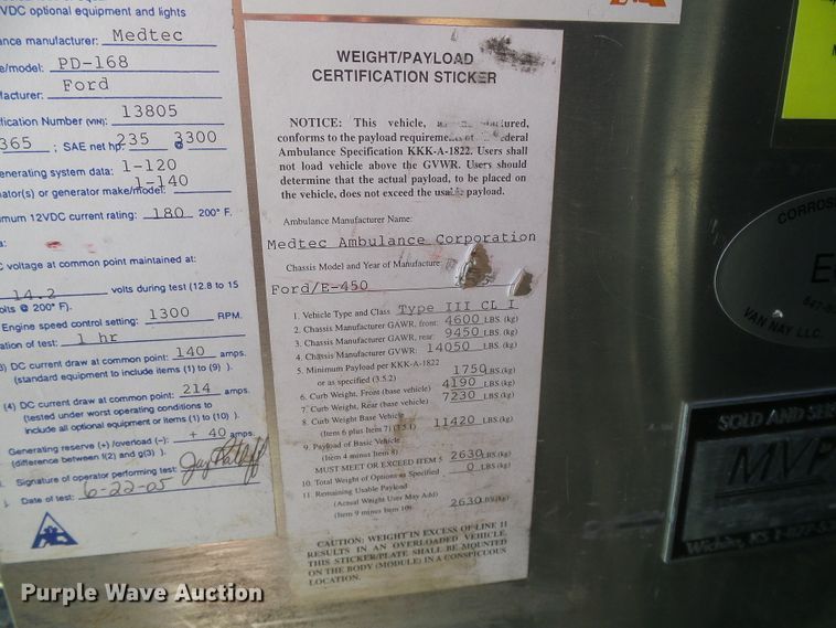 image for item DG0404 2005 Ford E450 ambulance