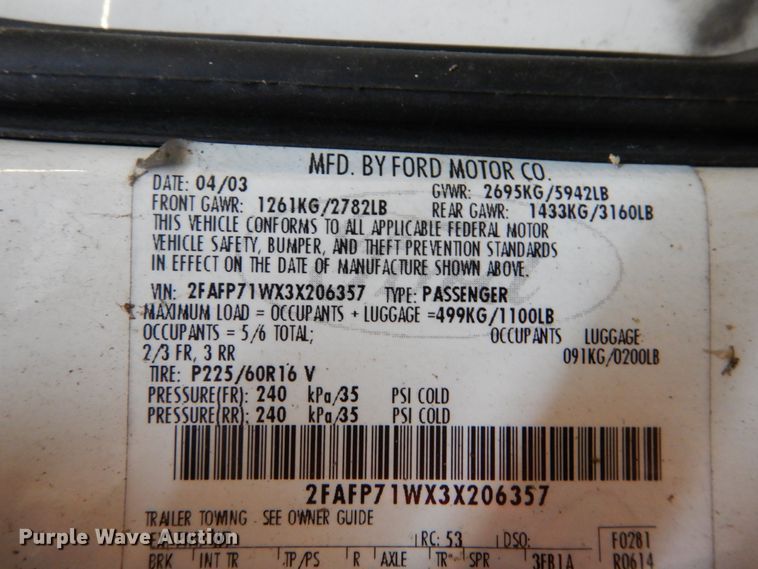 image for item DH5057 2003 Ford Crown Victoria Police Interceptor